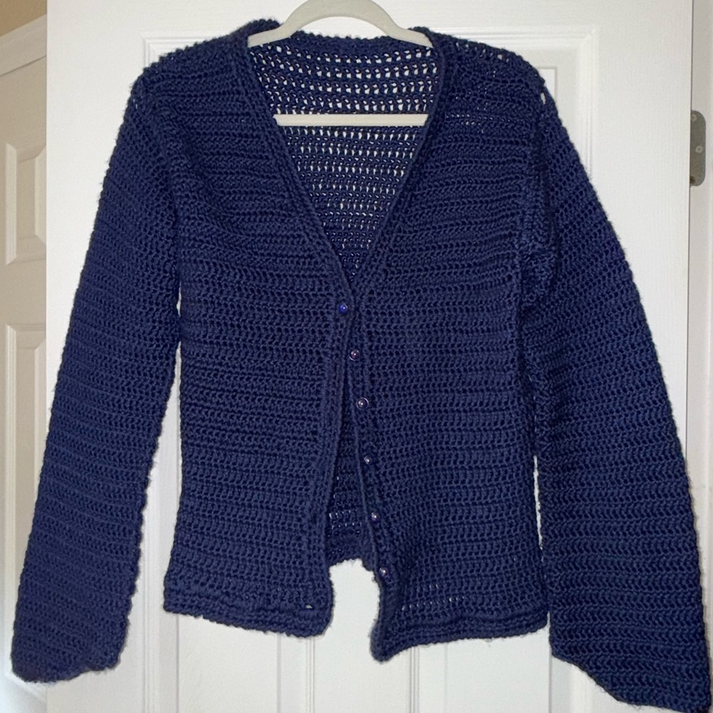 Handmade Navy Blue Knit Women's Sweater